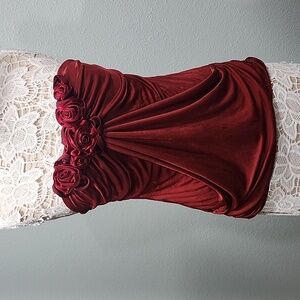 Y2k Studio Y Stretch Rosette Kangaroo Pocket Tube Top Size Xs